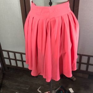 Myan pleated full peachy pink skirt wide waistband with detail stitching Medium